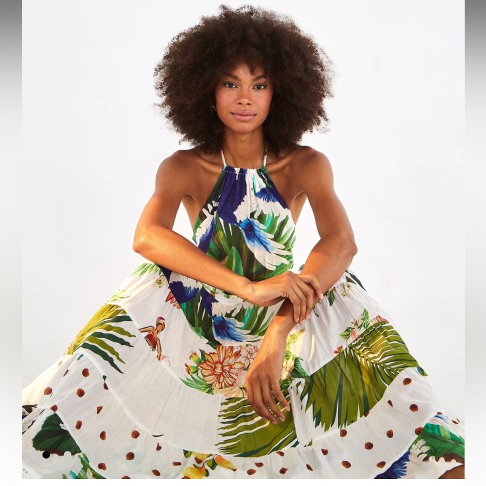 Farm Rio Mixed Palm Maxi Dress In  Multi - Picture 8 of 11